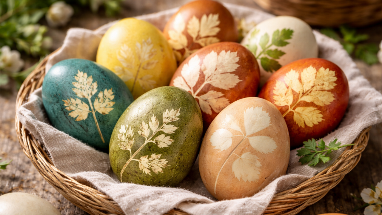 Способ окраски яиц в изумрудный цвет свежей кра...