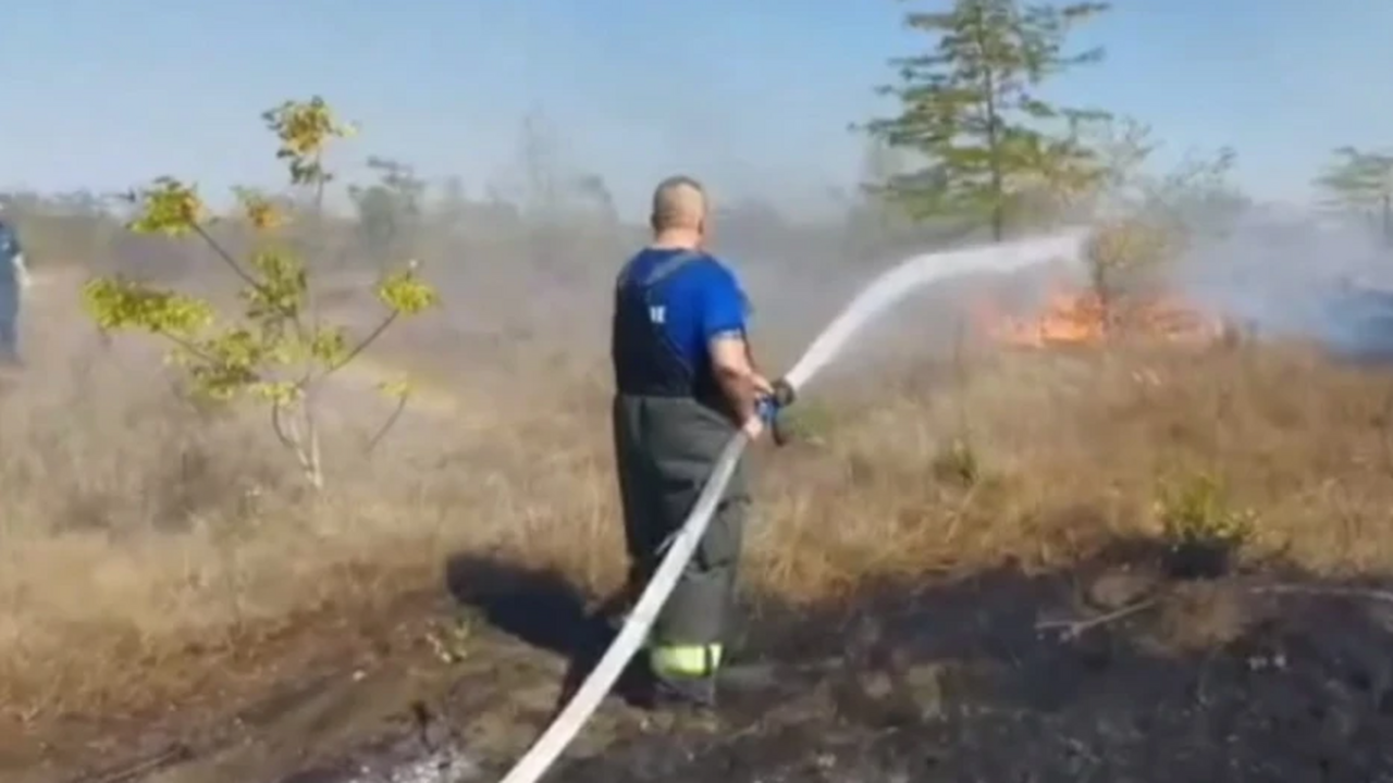 В Симферопольском районе потушили пожар площадь...