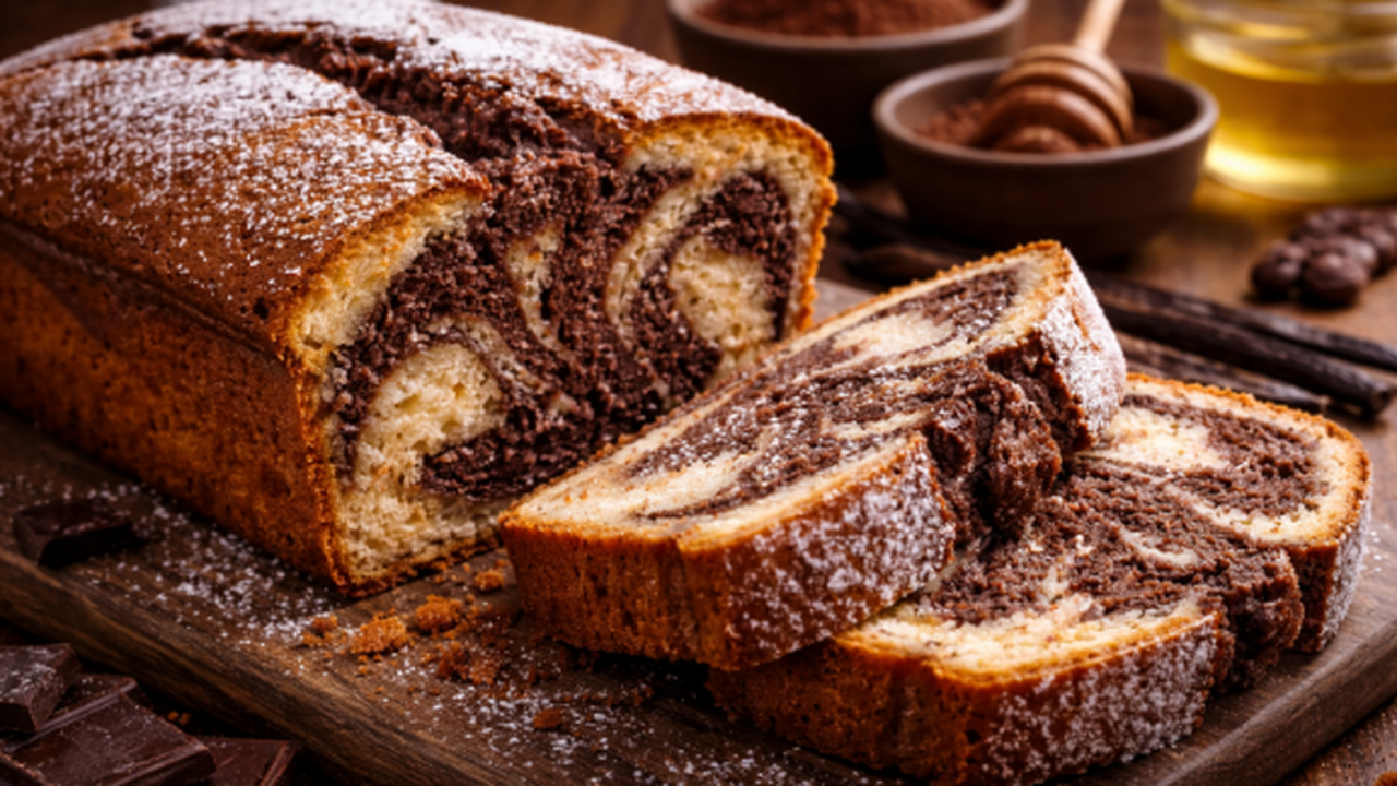 Простой рецепт постного мраморного кекса на вод...